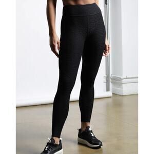 TWENTY Montreal Jet Black Caiman Crocodile 3D Activewear High Waist Legging Sz S